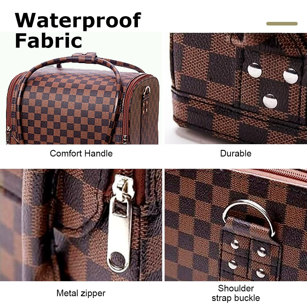MAYCREATE Makeup Carrying Suitcase Stylish Leather Print Large Makeup Organizer Bag Suitcase Vanity Box Makeup Tools Box Travel Makeup Organizer for Makeup Artist, Professional, Makeup Students MAYCREATE Makeup Carrying Suitcase Stylish Leather Print Large Makeup Organizer Bag Suitcase Vanity Box Makeup Tools Box Travel Makeup Organizer for Makeup Artist, Professional, Makeup Students
